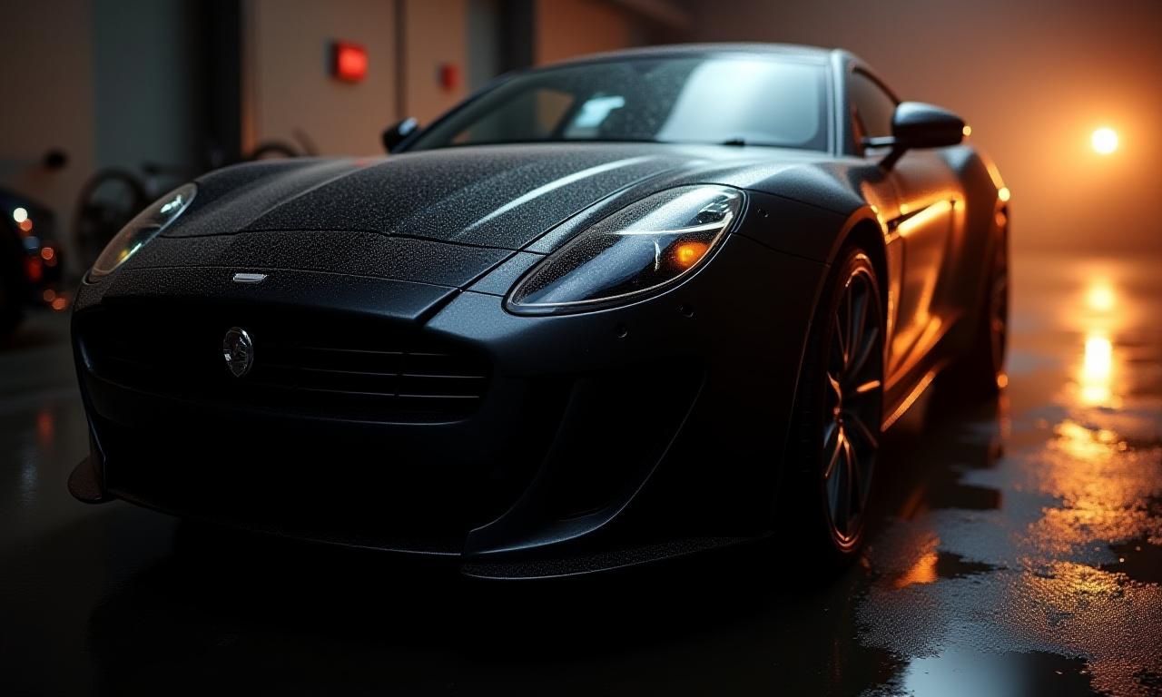 A flawlessly detailed black sports car with a glossy finish